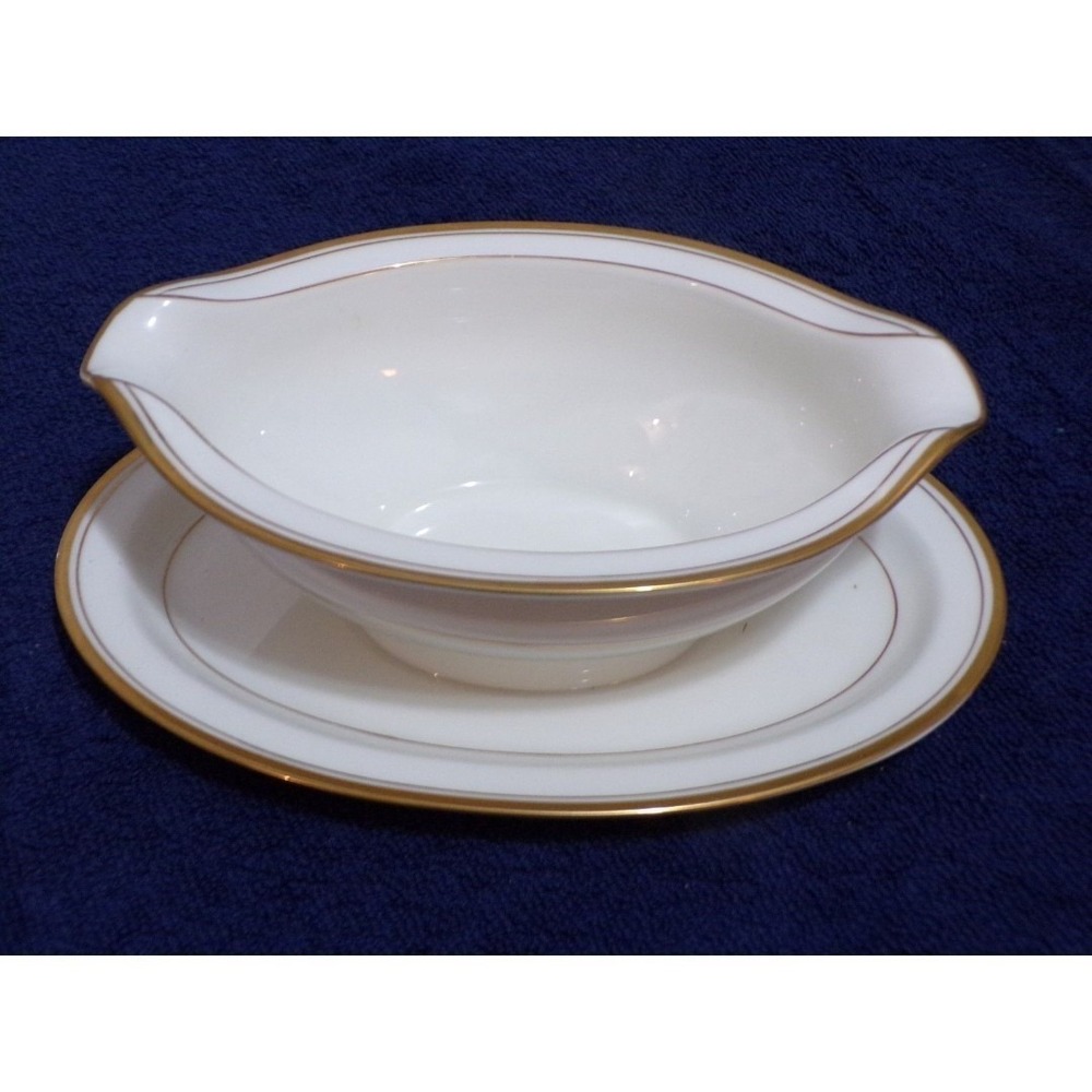 Noritake Linton #7552 Porcelain Dinnerware a Gravy Boat with Under Plate Vintage